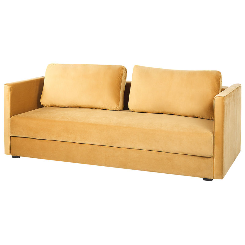 Amilcar 3 Seater Velvet Sofa Bed, Yellow