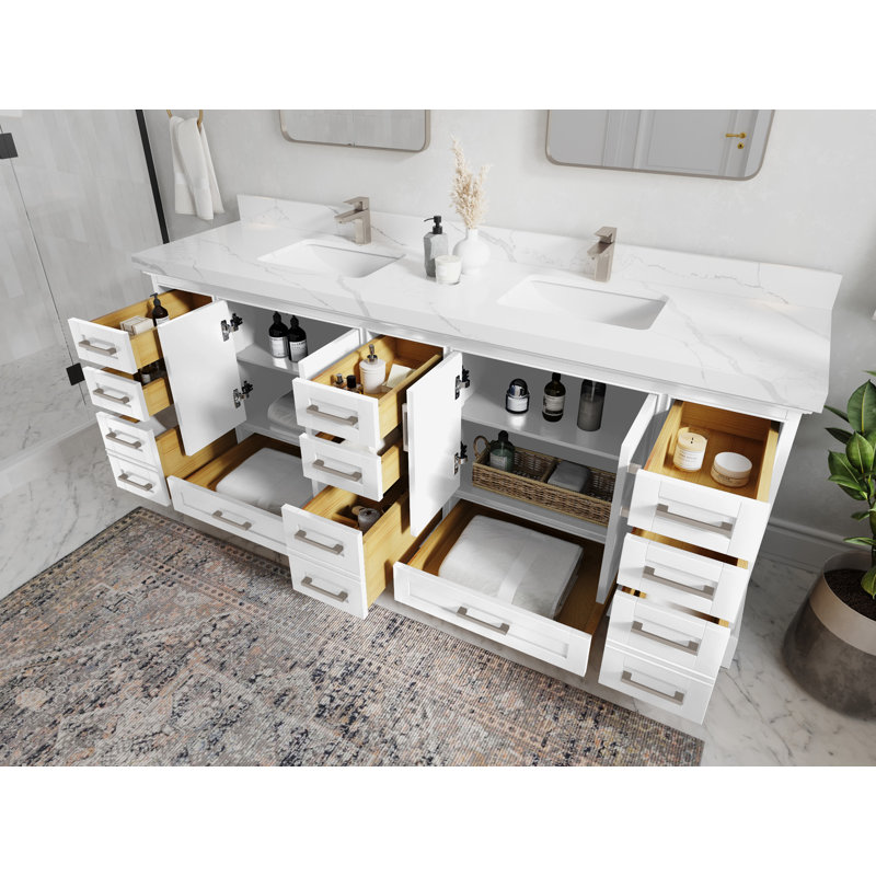 Ensemble de meuble-lavabo double 84 po, Calacatta Laza