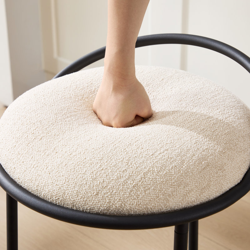 Tabouret de comptoir à dossier bas Kynsley, Lin beige