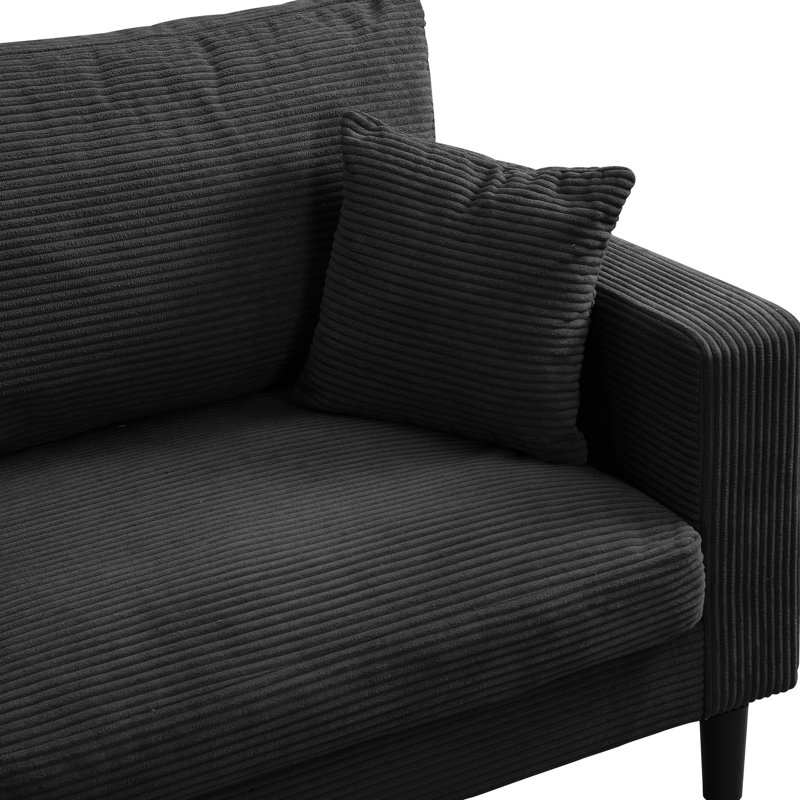 Canapé 3 places confortable, 74 po, gris foncé, revêtu d'apparence élégante pour la chambre à coucher, salon offrant une résistance maximale