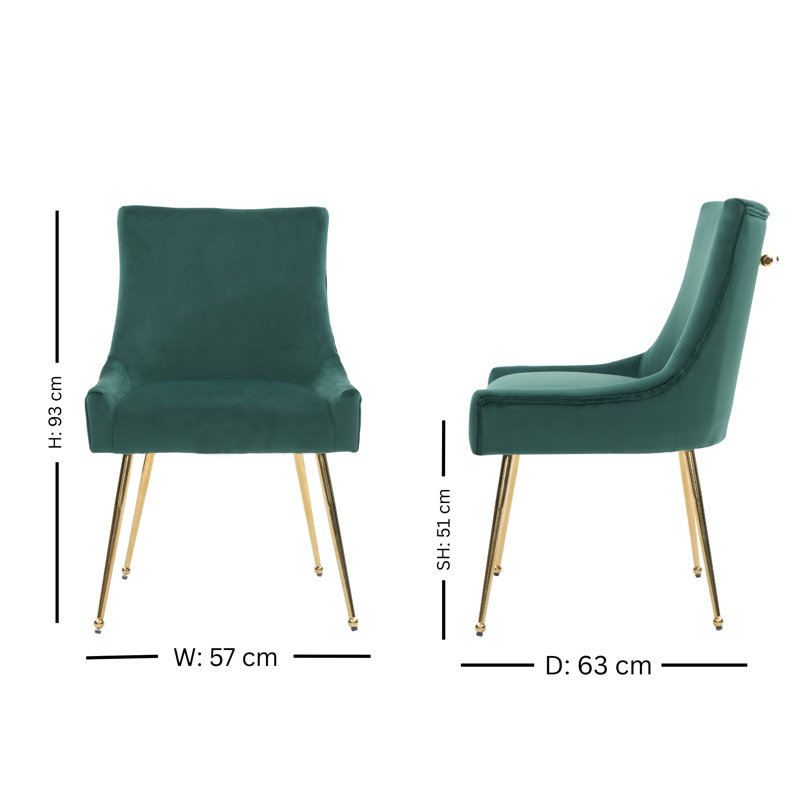 85cm H Tufted Upholstered Metal Upholstered Back Side Chair, Green