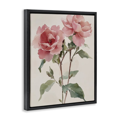 Cadre flottant Watercolor Roses Pink Floras, design par Petal Prints Design