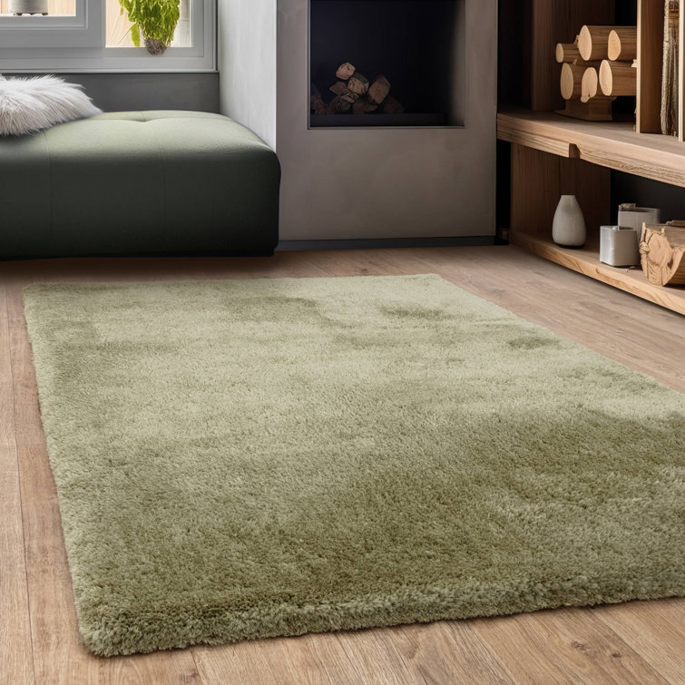 Tachiana Hand Tufted Shaggy Sage Area Rug