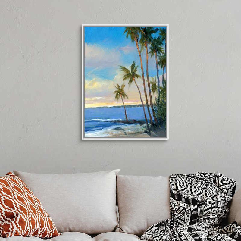 «Tropical Breeze I», art mural sur toile, Toile avec cadre blanc, H 16 po x l 12 po x P 1,75 po