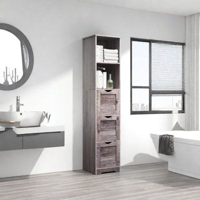 Armoire de salle de bain haute étroite avec 3 tiroirs et 2 tablettes, armoire de rangement pour garde-manger avec compartiment ouvert