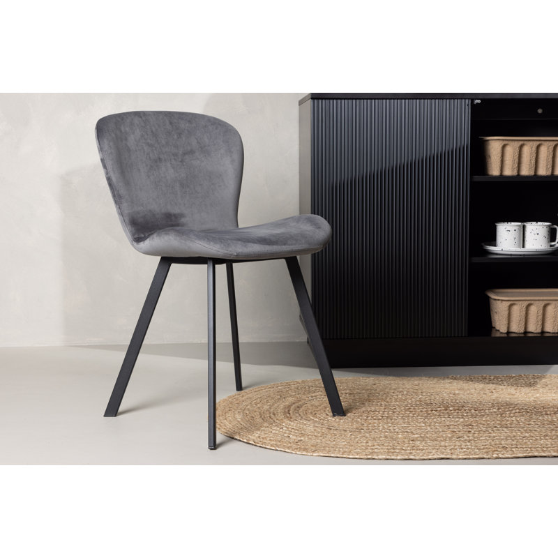 Encinoso 46cm H Upholstered Upholstered Back Side Chair, Dark Gray, Black