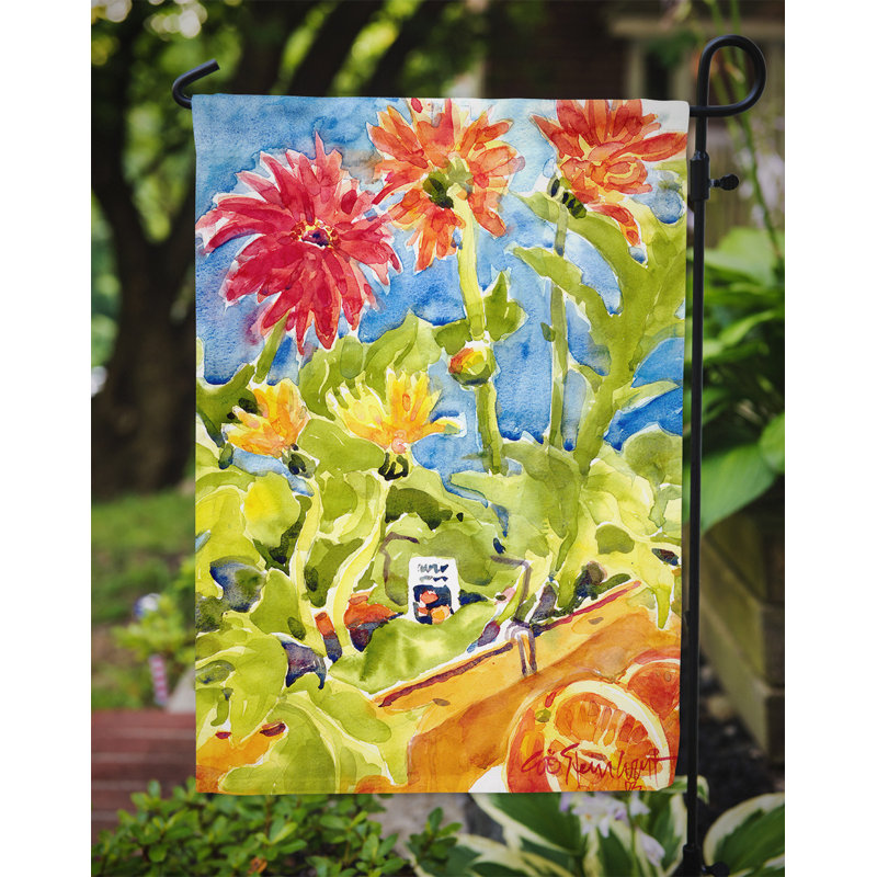 Drapeau de jardin 2 côtés gerber marguerites