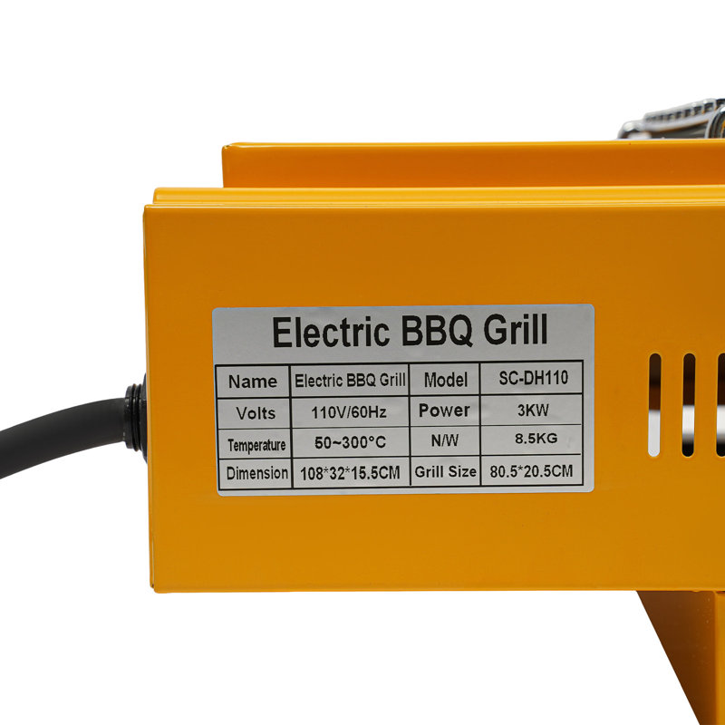 2 Burners Countertop Electric Grill Indoor/Outdoor Use, Yellow