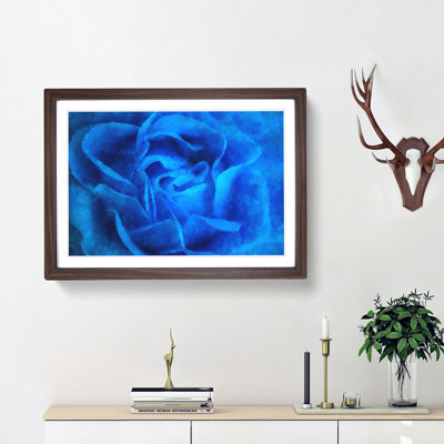 Folded Rose Petals in Blue - Framed Print