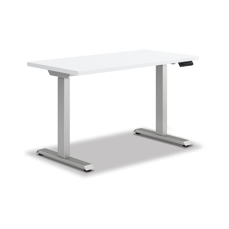 Surface de travail HON Coze avec base à hauteur réglable, H 36 po x l 48 po x P 24 po, Noyer Florence / argent