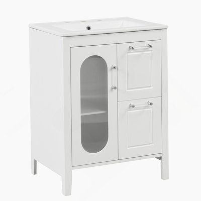 Meuble-lavabo avec lavabo, meuble-lavabo avec tiroirs et tablette réglable
