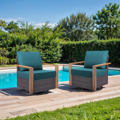 6" Outdoor Cushions For Patio Furniture, 22X24x6 Thick Seat Cushion Set Of 4, Fade Resistant Couch Chair Replacement Cushions High Density Deep Wicker Chair Cushion W/Removable Cover