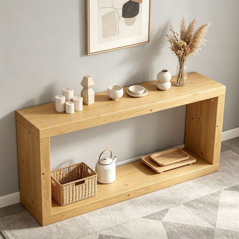Table d'entrée minimaliste carrée - Assemblage facile pour les espaces modernes