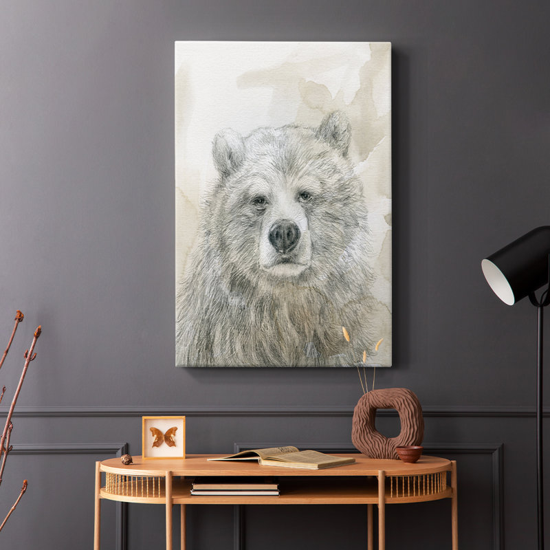 Ours croquis dans les bois - Cavas enveloppés de galerie, H 12 po x l 8 po