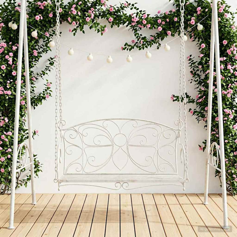 Porch Swing with Canopy, Antique White, 71cm