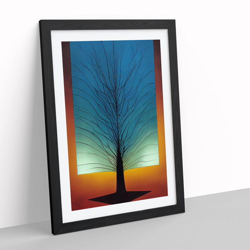 Abstract Tree No.2 - Single Picture Frame Print, 64cm H x 46cm W x 2cm D, Black Framed