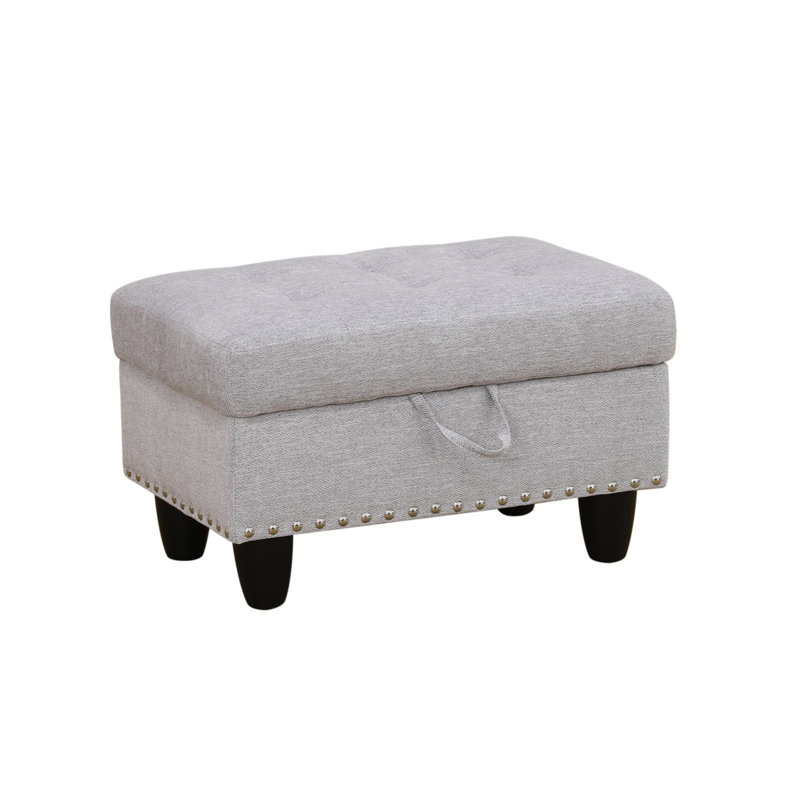 28.5"W Upholstered Ottoman, Light Gray