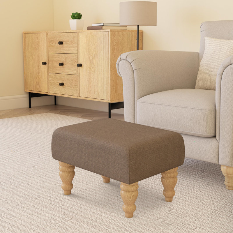 Large Footstools Wood Turned Leg , Natural, Poz, Mocha Brown