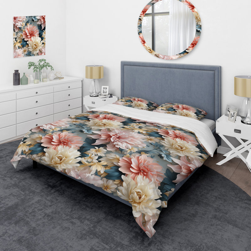 Ensemble de housse de couette V bleu et beige, Housse de couette pour très grand lit et 2 très