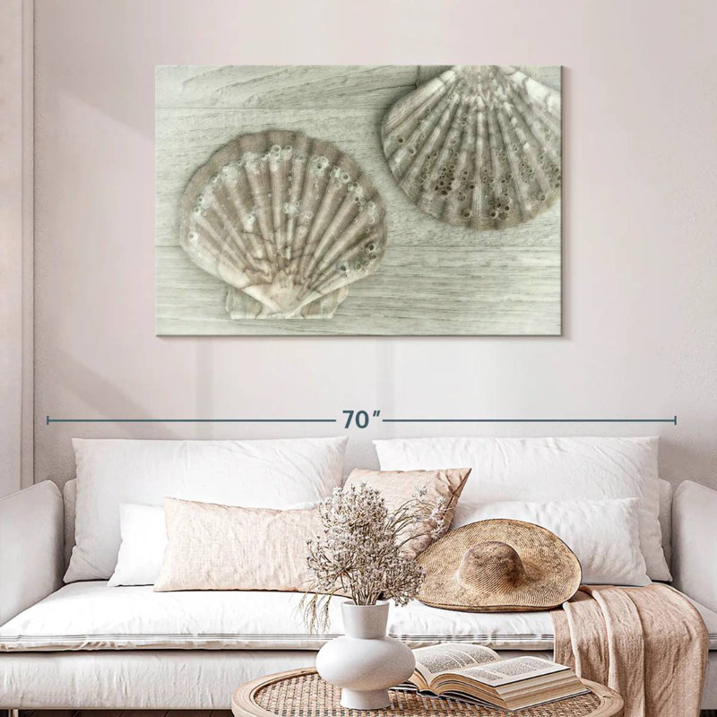 Deux très grandes coquilles de pétoncles Aletra, H 30 po x l 45 po