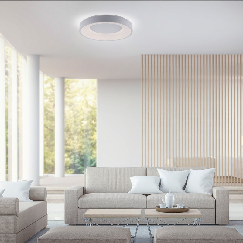 LED Flush Mount, White, 2cm H x 46cm W x 46cm D.
