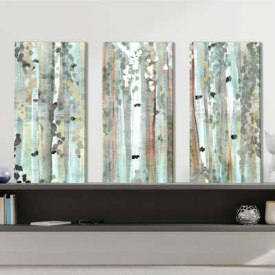 "Spring Birch Meadow", ensemble de 3 impressions sur toile