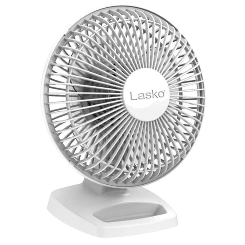 Ventilateur de table personnel Lasko 6 pouces 2 W 2002W avec plateau de rangement, blanc