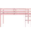 Lit mezzanine simple rose avec bois d'hévéa massif, 13 lattes renforcées, hauteur basse pour la stabilité et lit à lattes en bois avec plan de chambre à coucher-2027900822
