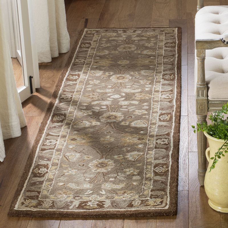 andish Hand Tufted Wool Pile Floral Rug, Runner 2'3" x 10'