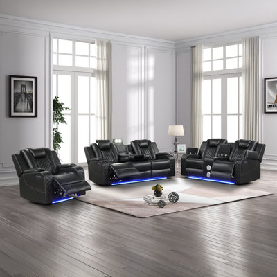 Ensemble de salon en similicuir 3 pièces Senol