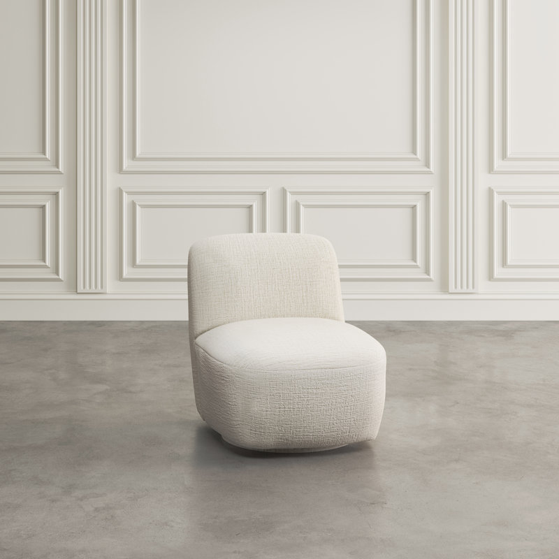 Ilmie Upholstered Swivel Slipper Chair, Snow 