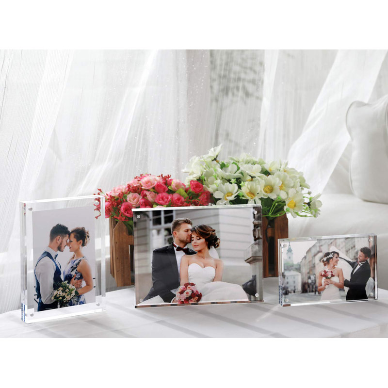 4X6 Acrylic Double Sided Thickened Desktop Photo Frame - Magnetic Photo Frame - 2 Pack