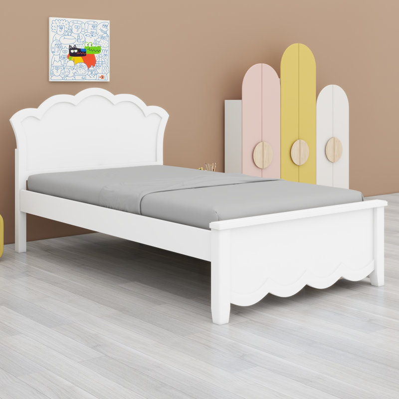 Lit plateforme en bois à 2 tiroirs avec tête de lit robuste, Lit simple