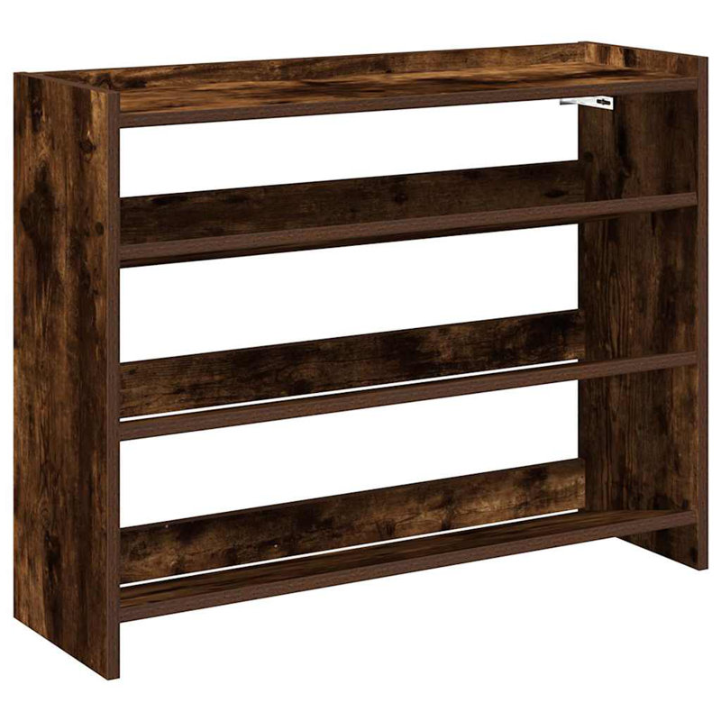 12 Pair Shoe Rack, Smoked Oak