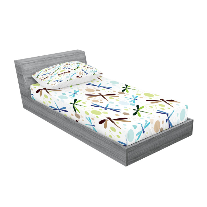 Multicolore drap-housse et coussin décoratif Ambesonne, Ensemble de draps pour lit simple + 3 pièces supp