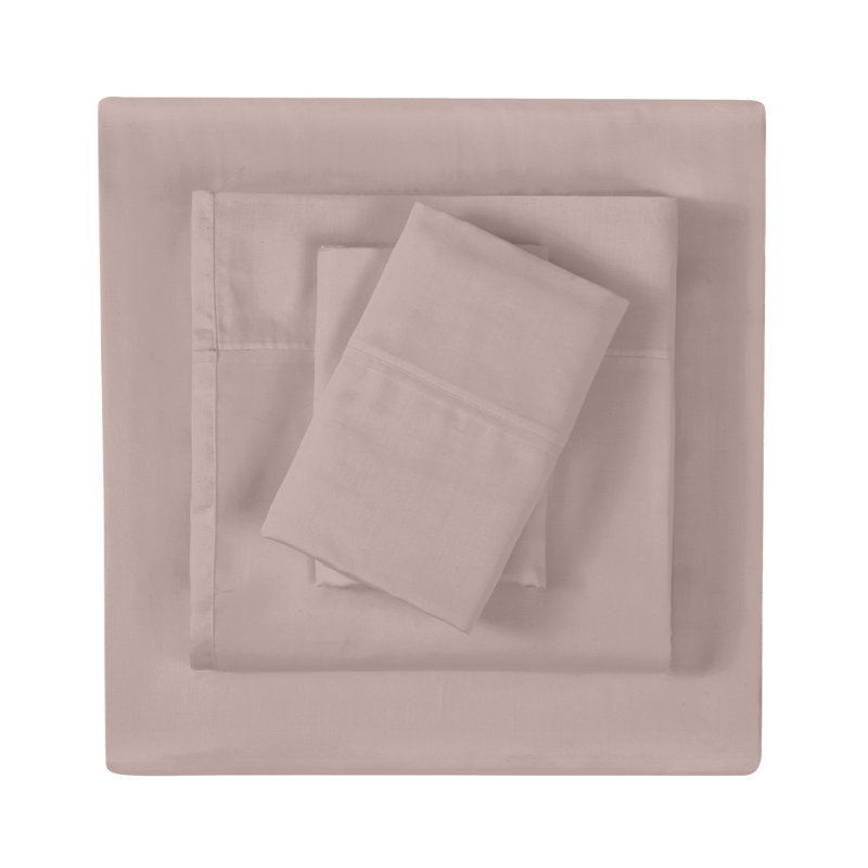 Vince Camuto 400TC Percale Cotton Sheet Set, Blush, King Sheet Set + Fitted Sheet + 2 Pillowcases