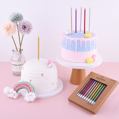 Bougies d'anniversaire fines métallisées ou champagne – Parfaites pour les gâteaux, les décorations de fêtes et les mariages