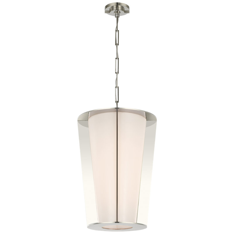 Barbara Barry Phinn 18" Lantern with White Glass, Polished Nickel