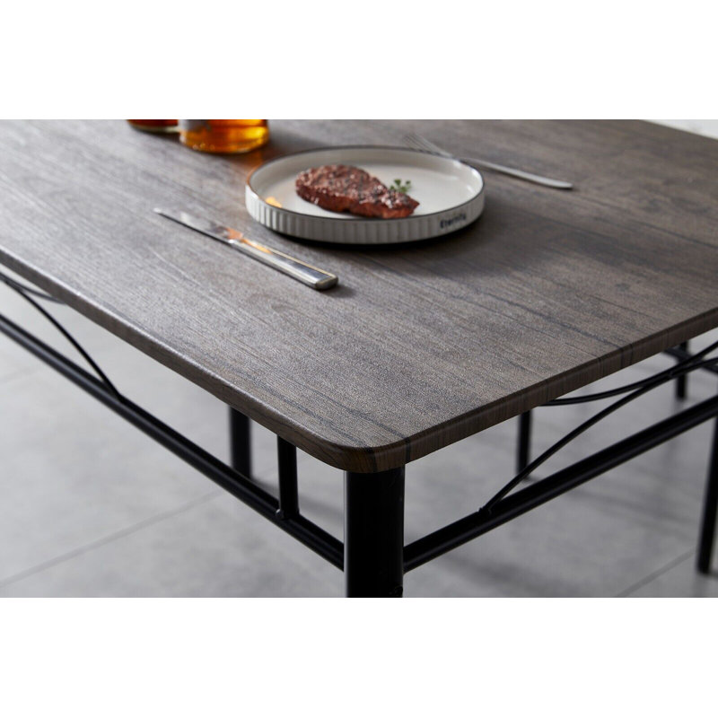 Liammatthew 4 -Person Dining Set, Distressed Gray, Distressed Grey, Black
