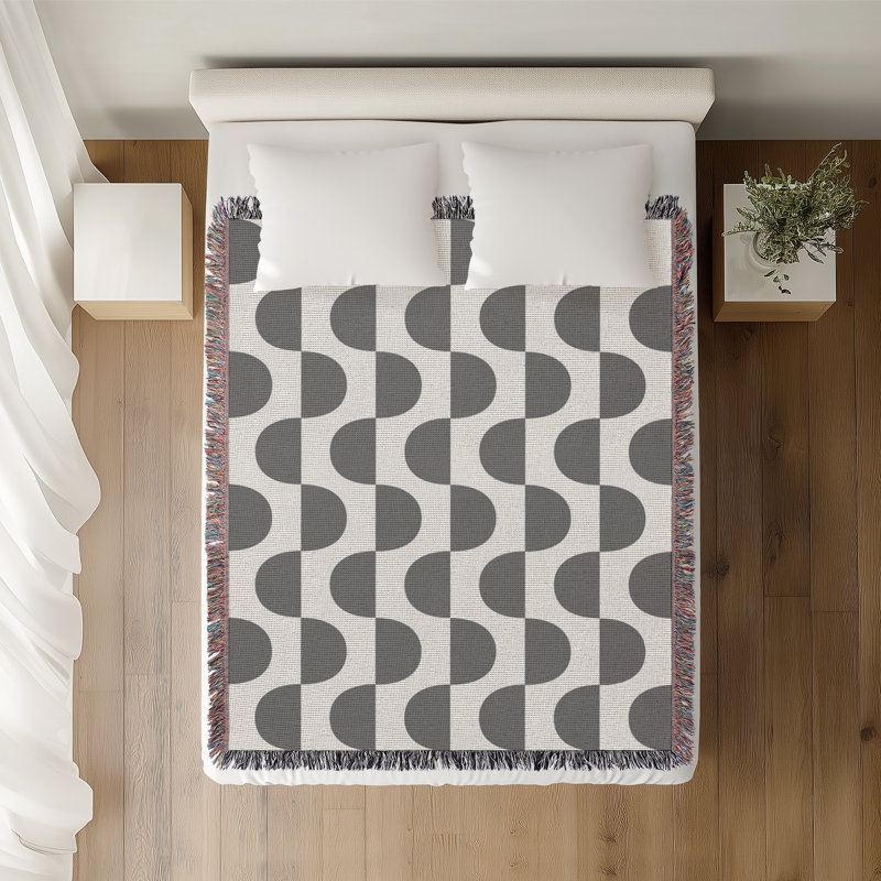 Jeté en coton Demi, Gris, 60 x 60