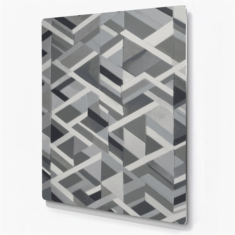 Abstrait formes 64, art mural gris en métal, H 20 po x l 30 po