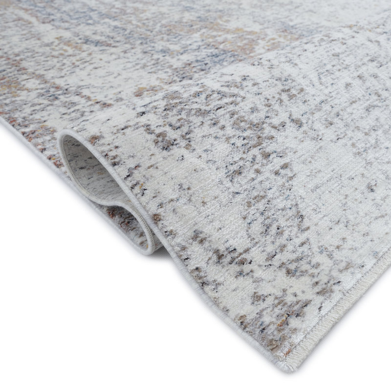 Tapis contemporain abstrait ivoire Aldridge Collection, 5'3 x 7'6