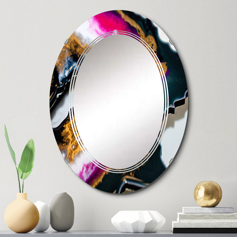 Miroir mural moderne noir et or fuchia, 30 po x 20 po