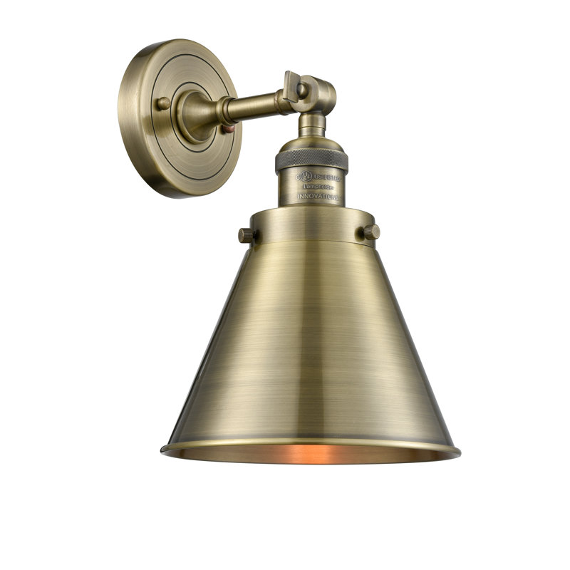 Estella Armed Sconce, Antique Brass, Antique Brass, 6 Watt Vinage LED Bulb