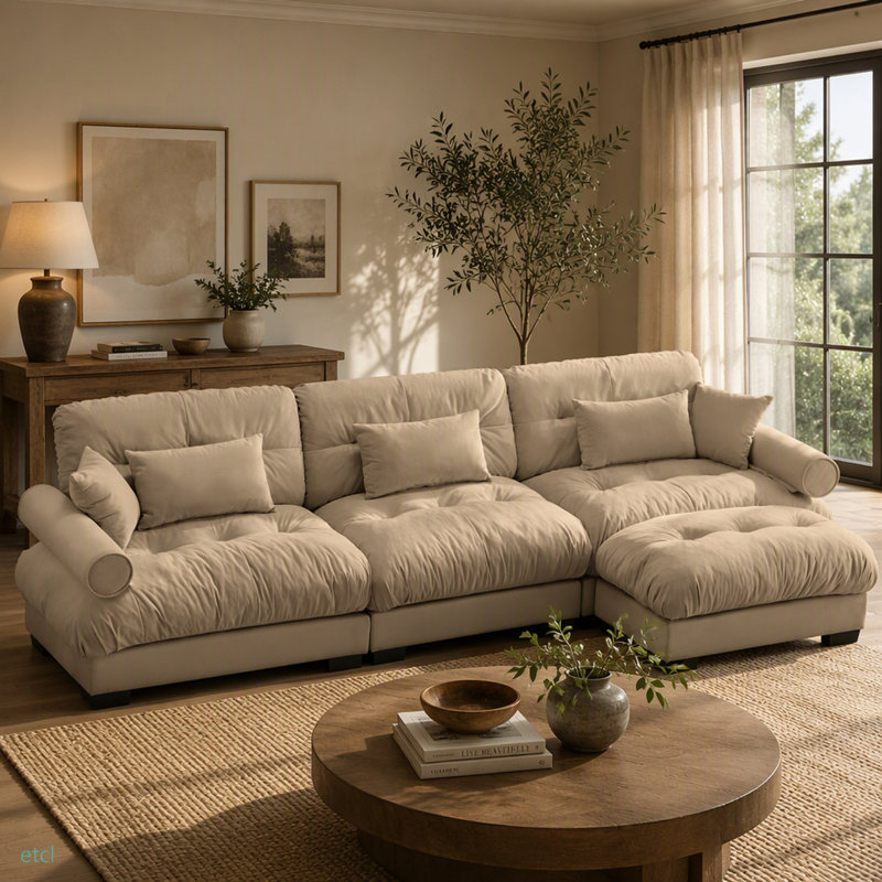 Canapé modulaire en velours surdimensionné Comfort, Velours brun