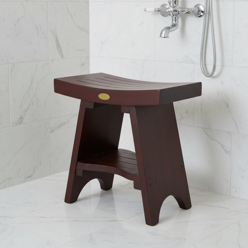 Banc de douche compact en teck Curviliniear