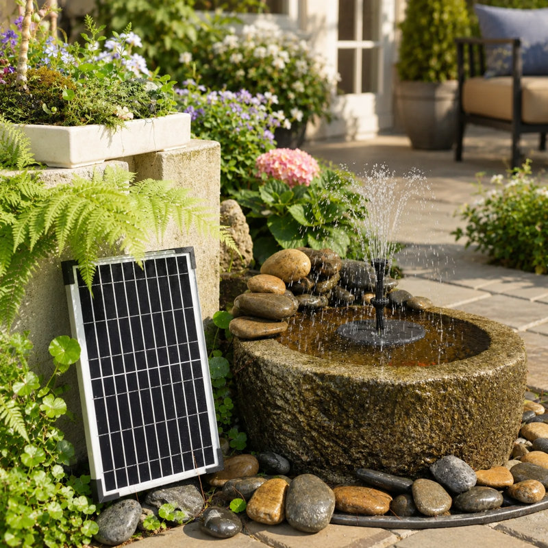 12W Solar Water Fountain Pump Kit With Battery Backup