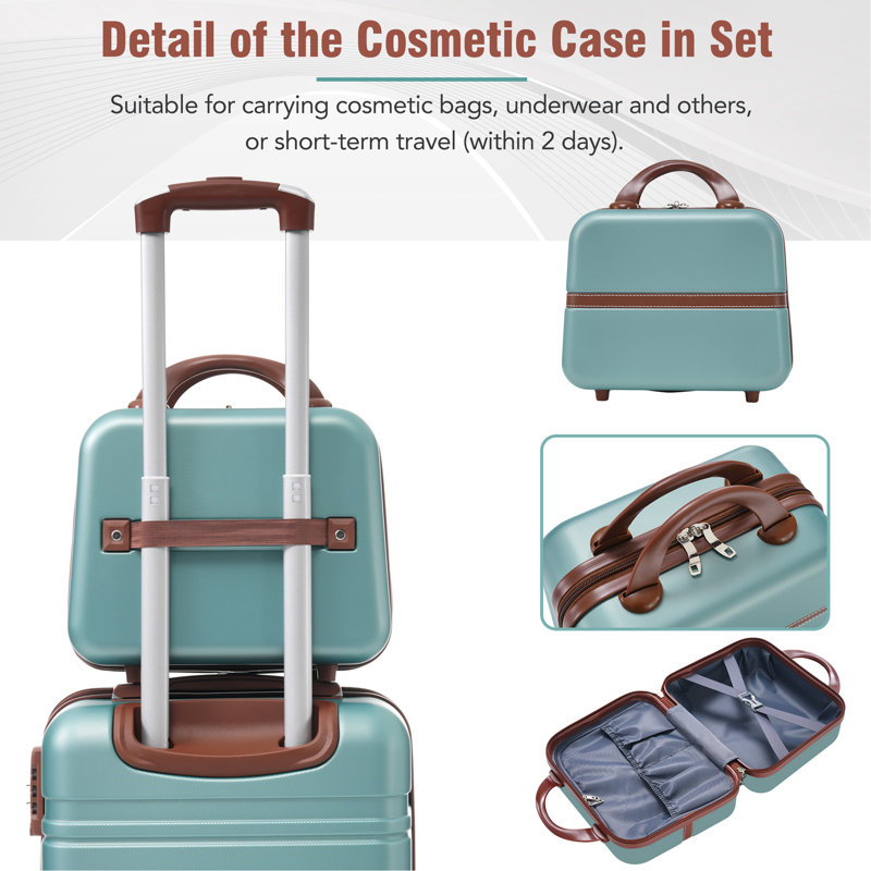 Valise à roulettes Hardshell 3 pièces 20 "+ 28" Valise avec serrure TSA, Green