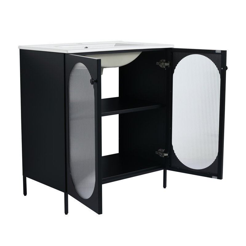 Meuble-lavabo autoportant de 30 po avec lavabo en céramique