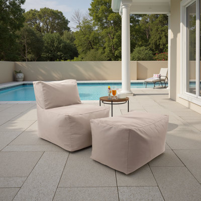 Outdoor Pouf Bench, Seascape Sand